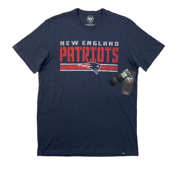 New England Patriots T Shirt Mens Medium Blue 47 Brand NFL Team Apparel New - Picture 1 of 12